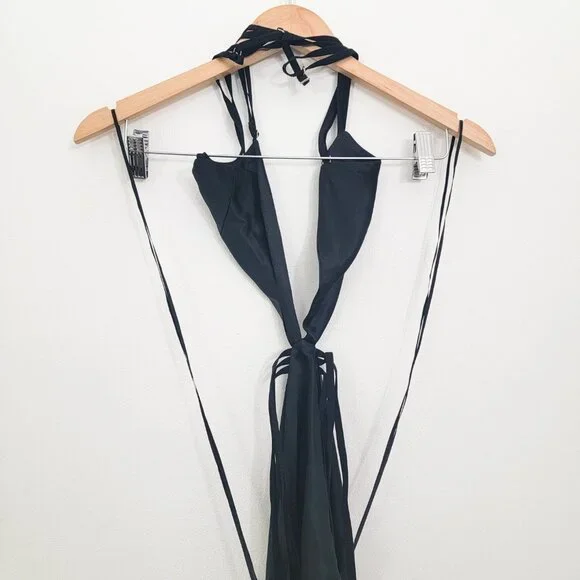 Retrofete Selma Cutout Maxi Dress in Black Satin Large - Picture 6 of 10